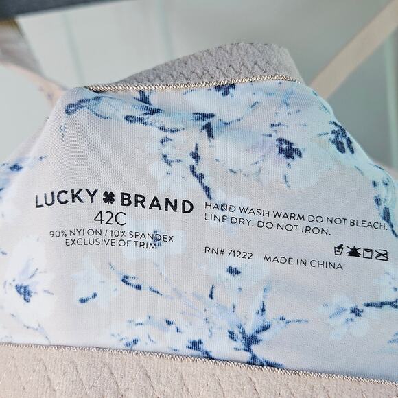 Lucky Brand Pale Pink Floral Lightly Padded Bra Size 42C Under Wire Adjustable - Picture 4 of 7